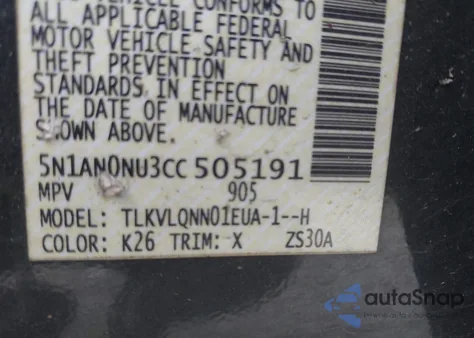 2012 Nissan Xterra X z USA, uszkodzony, nr VIN 5N1AN0NU3CC505191